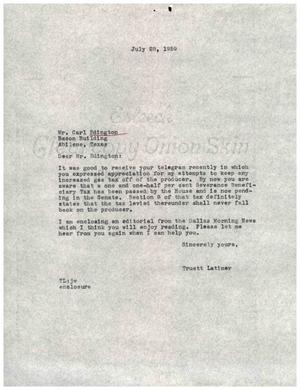 [Letter from Truett Latimer to Carl Edington, July 28, 1959]