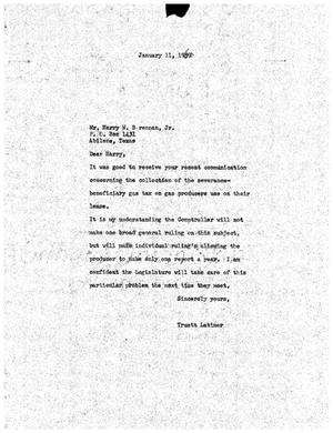 [Letter from Truett Latimer to Harry W. Brennan, Jr., January 11, 1959]