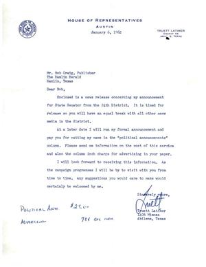 [Letter from Truett Latimer to Bob Craig, January 6, 1962]