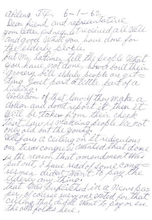 [Letter from George Hawk to Truett Latimer, June 1, 1962]