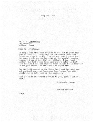 [Letter from Truett Latimer to T. S. Armstrong, July 30, 1959]
