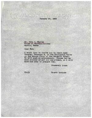 [Letter from Truett Latimer to John E. Blaine, January 29, 1959]