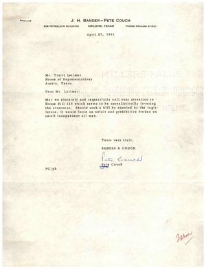 [Letter from Pete Couch to Truett Latimer, April 27, 1961]