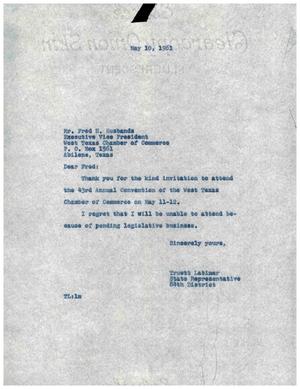 [Letter from Truett Latimer to Fred H. Husbands, May 10, 1961]