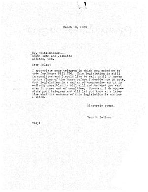 [Letter from Truett Latimer to Felix Rosser, March 18, 1959]