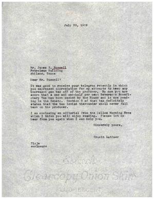 [Letter from Truett Latimer to James E. Russell, July 30, 1959]
