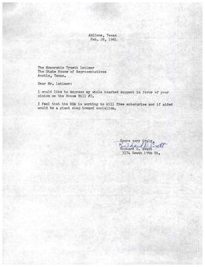 [Letter from Richard D. Evatt to Truett Latimer, February 28, 1961]