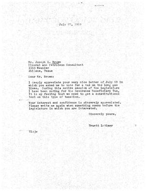 [Letter from Truett Latimer to Joseph L. Brown, July 27, 1959]
