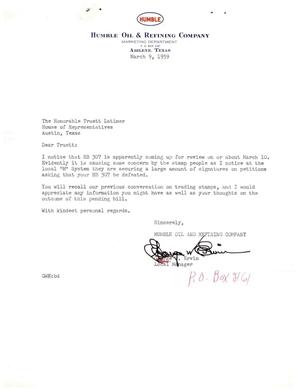 [Letter from George W. Ervin to Truett Latimer, March 9, 1959]