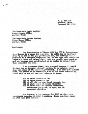 [Letter from B. P. Huchton to D. Ratliff and T. Latimer, February 28, 1961]