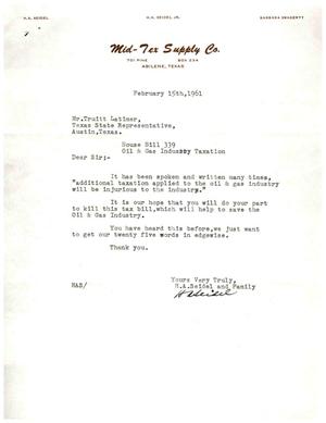 [Letter from H. A. Seidel to Truett Latimer, February 15, 1961]