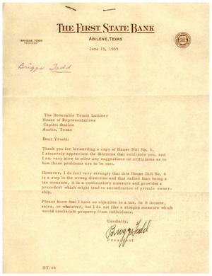 [Letter from Briggs Todd to Truett Latimer, June 15, 1959]