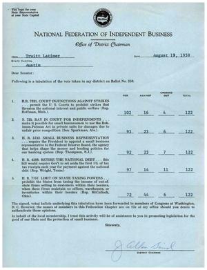 [Tabulation of Votes on Ballot 250, August 1959]