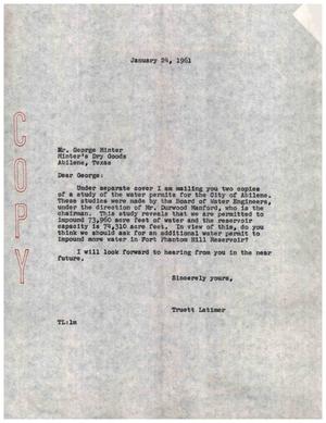 [Letter from Truett Latimer to George Minter, January 24, 1961]