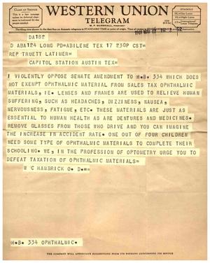 [Letter from W. C. Hambrick to Truett Latimer, May 17, 1961]