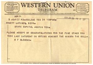 [Letter from C. F. Clemens to Truett Latimer, June 30, 1959]
