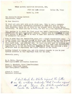 Primary view of object titled '[Letter from Albert F. Tucker to George Moffett, March 23, 1960]'.