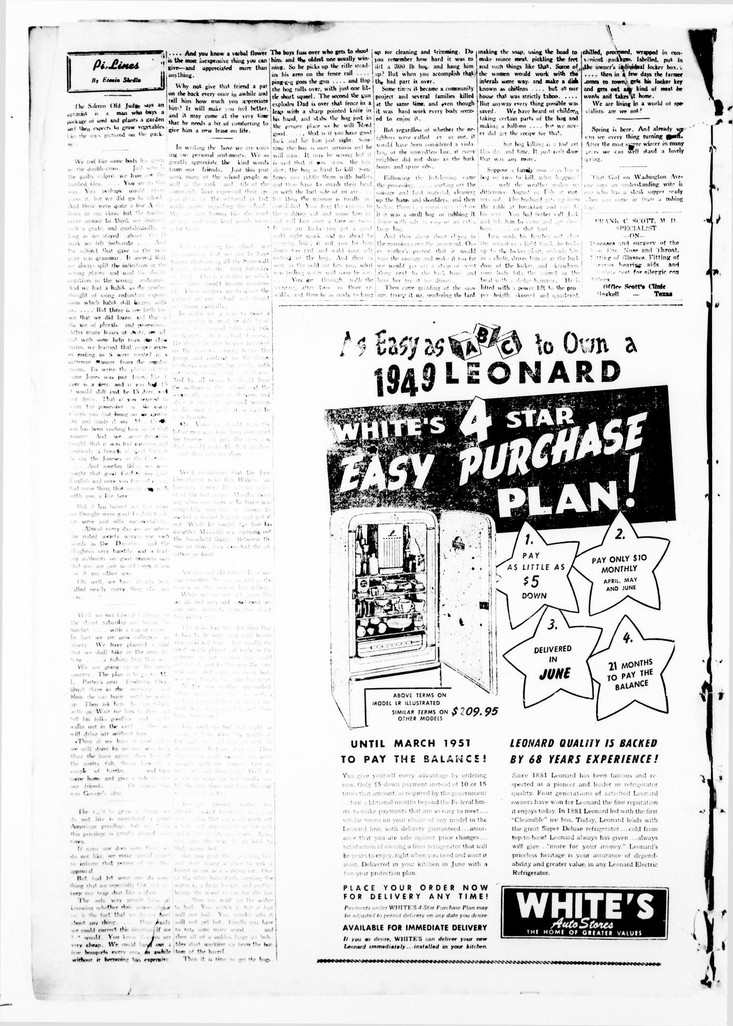 The Aspermont Star (Aspermont, Tex.), Vol. 52, No. 26, Ed. 1  Thursday, March 24, 1949
                                                
                                                    [Sequence #]: 2 of 8
                                                