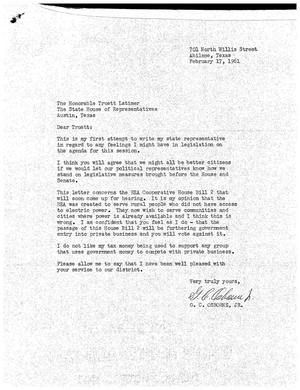 [Letter from G. C. Osborne, Jr. to Truett Latimer, February 17, 1961]