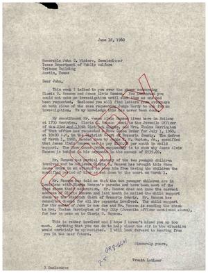[Letter from Truett Latimer to John C. Winters, June 18, 1960]