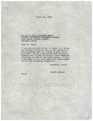 [Letter from Truett Latimer to E. C. Nott, March 11, 1959]