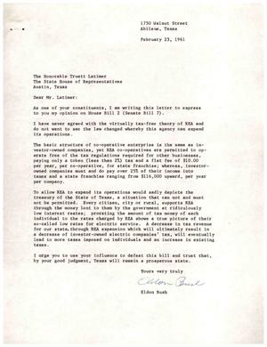 [Letter from Eldon Bush to Truett Latimer, February 23, 1961]
