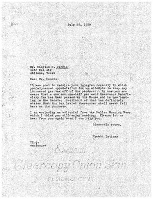 [Letter from Truett Latimer to Charles O. Dennis, July 28, 1959]