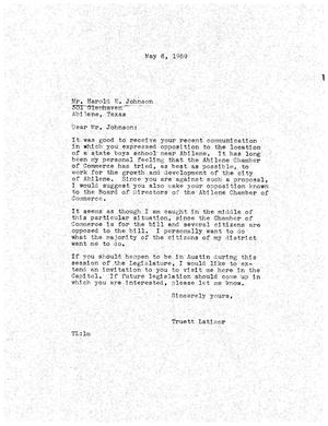 [Letter from Truett Latimer to Harold E. Johnson, May 6, 1959]