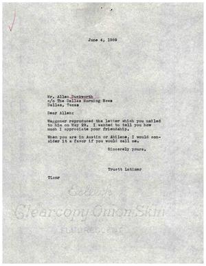 [Letter from Truett Latimer to Allen Duckworth, June 4, 1959]