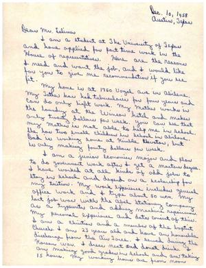 [Letter from James Charles Sanford to Truett Latimer, December 10, 1958]