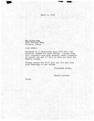 [Letter from Truett Latimer to Allen Yaw, March 5, 1959]