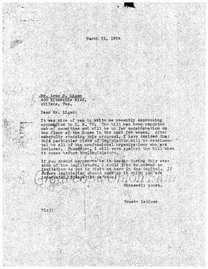 [Letter from Truett Latimer to Arno B. Ligon, March 31, 1959]