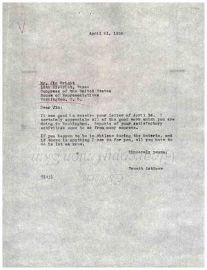 [Letter from Truett Latimer to Jim Wright, April 21, 1959]