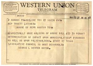 [Letter from George L. Minter to Truett Latimer, February 27, 1961 ]