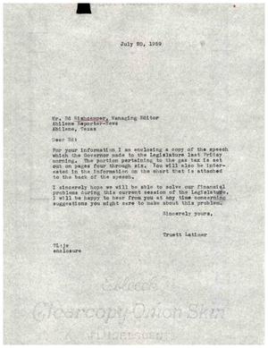 [Letter from Truett Latimer to Ed Wishcamper, July 30, 1959]