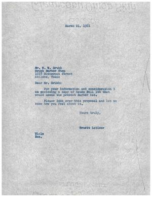 [Letter from Truett Latimer to W. W. Grubb, March 21, 1961]