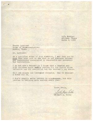 [Letter from Delbert M. Gibbs to Truett Latimer, March 6, 1960]
