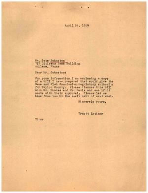 [Letter from Truett Latimer to Pete Johnston, April 24, 1959]