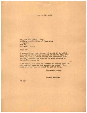 [Letter from Truett Latimer to Sid McKinney, April 24, 1959]