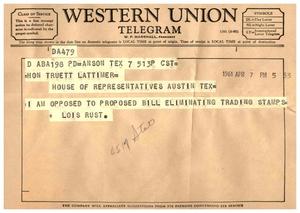 [Letter from Lois Rust to Truett Latimer, April 7, 1961]