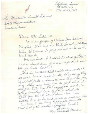 [Letter from Mrs. Geraldine Glover to Truett Latimer, March 24, 1959]