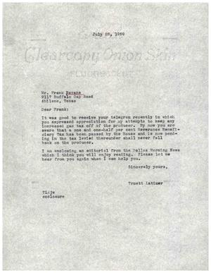 [Letter from Truett Latimer to Frank Nevans, July 28, 1959]