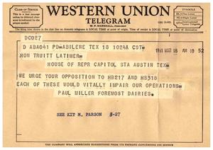 [Letter from Paul Miller Foremost Dairies to Truett Latimer, March 18, 1961]