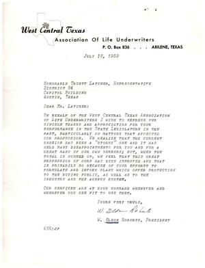 [Letter from W. Eldon Roberts to Truett Latimer, July 18, 1959]