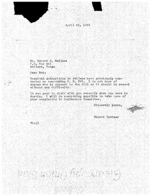 [Letter from Truett Latimer to Robert E. Wallace, April 21, 1959]