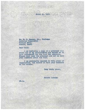 [Letter from Truett Latimer to W. J. Murray, Jr., March 21, 1961]