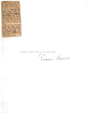[Letter from Eudora Hawkins to Truett Latimer Commending His Vote]