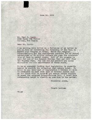 [Letter from Truett Latimer to Paul H. Scott, June 18, 1959]