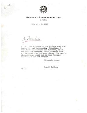 [Letter from Truett Latimer to Members of the House of Representatives, February 2, 1959]