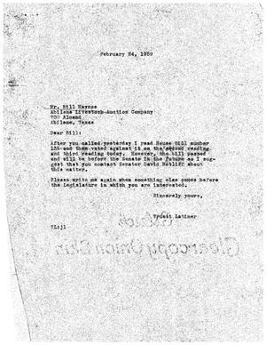 [Letter from Truett Latimer to Bill Haynes, February 24, 1959]